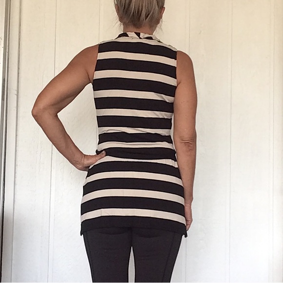 WHITE HOUSE BLACK MARKET STRIPED SLEEVELESS DRAPE NECK TOP SMALL - Picture 6 of 12